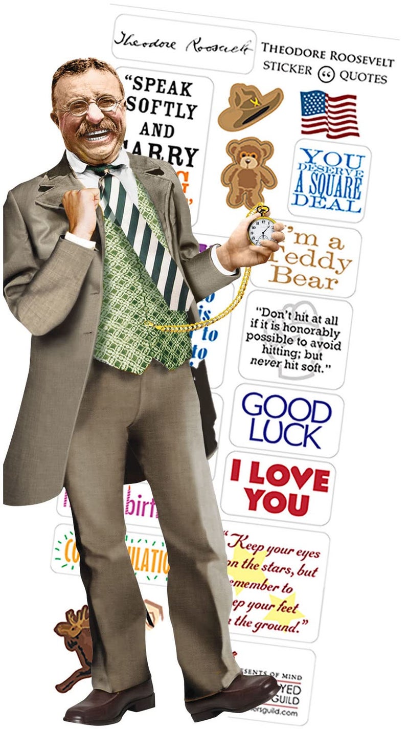 The Unemployed Philosophers Guild Theodore Roosevelt Quotable Notable Greeting Card and Sticker Sheet - Envelope Included - Image 1